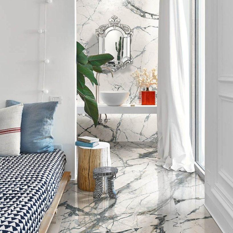 Rome Invisible White Polished Marble Tile
