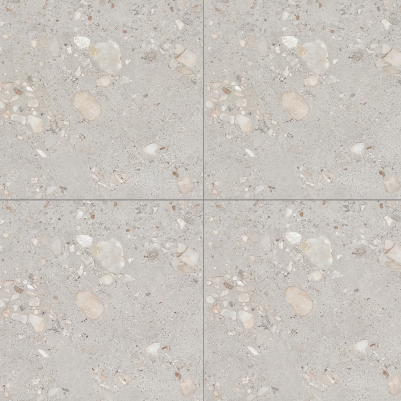 Gray tiles with speckles arranged in a grid pattern