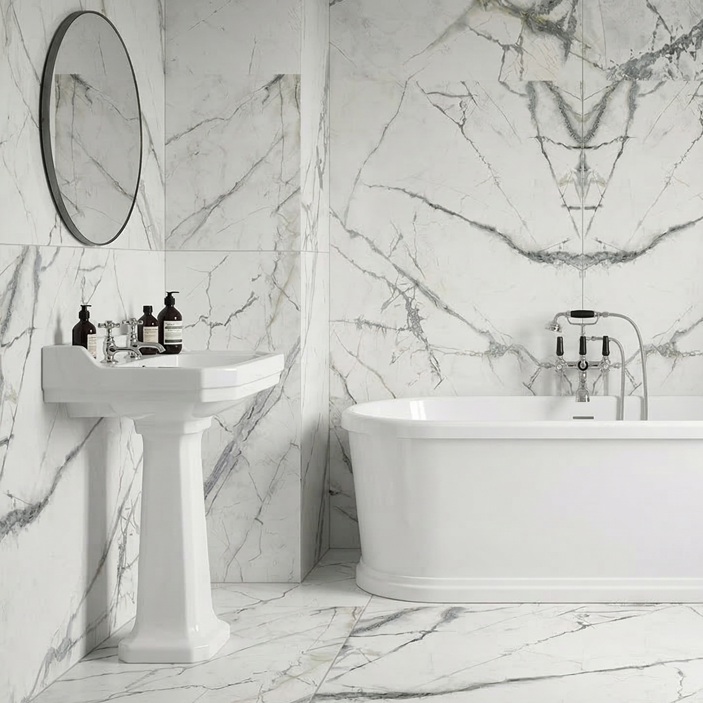 Rome Invisible White Matt Marble Tile
