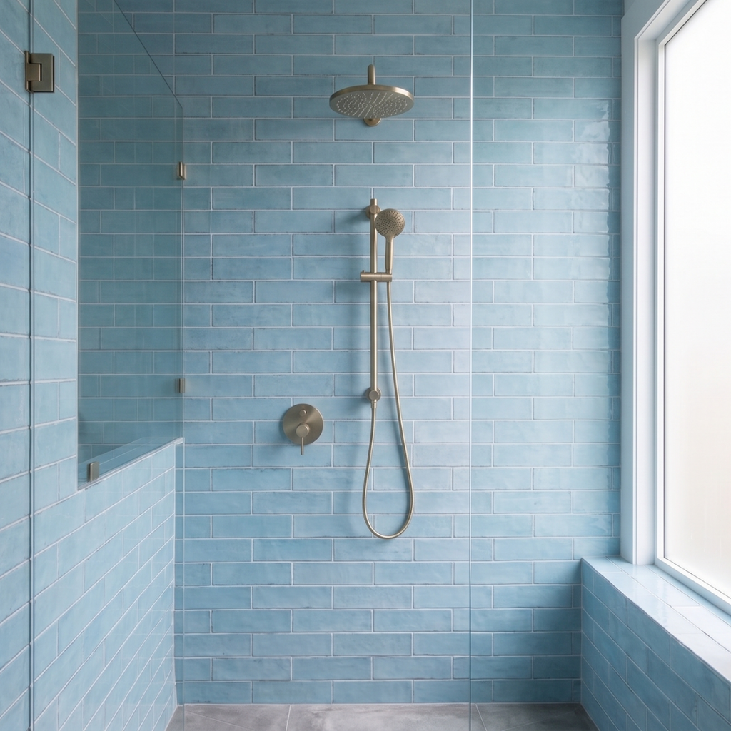 Hoxton Topaz Blue Zellige Brick Tile
