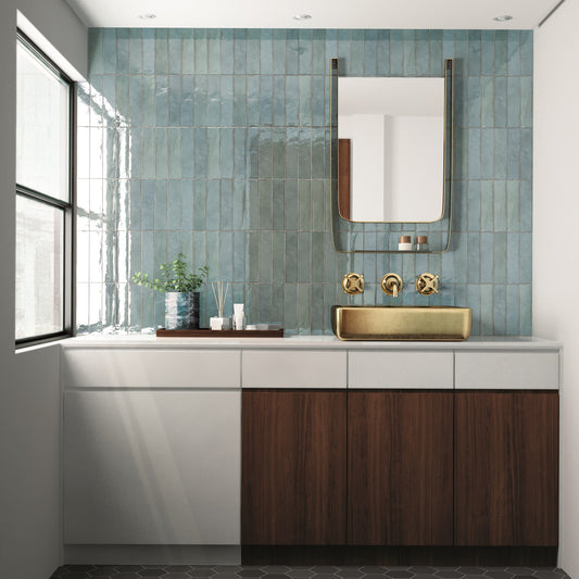 Hoxton Topaz Blue Zellige Brick Tile